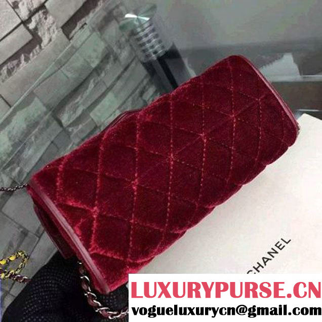 Chanel Small Velvet Envelope Flap Bag In Burgundy (2A058-092203 )