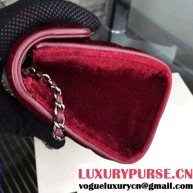 Chanel Small Velvet Envelope Flap Bag In Burgundy (2A058-092203 )