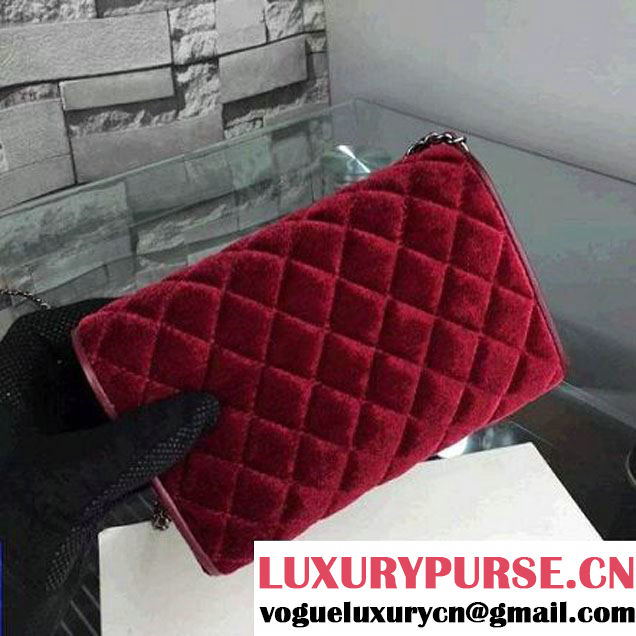 Chanel Small Velvet Envelope Flap Bag In Burgundy (2A058-092203 )