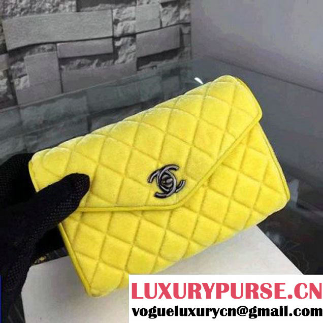 Chanel Small Velvet Envelope Flap Bag In Yellow (2A058-092205 )