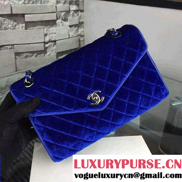 Chanel Medium Velvet Envelope Flap Bag In Royal Blue (2A058-092206 )