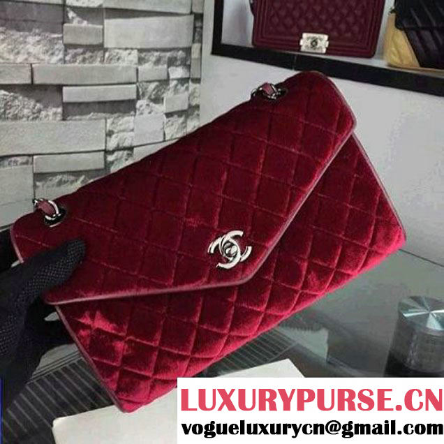 Chanel Medium Velvet Envelope Flap Bag In Burgundy (2A058-092207 )