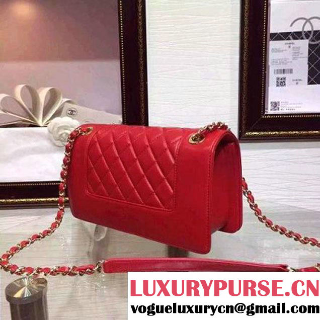 Chanel A93085 Iridescent Sheep Flap Bag With A Enamel CC Clasp Red Fall-Winter 2015/16 (2A136-092301 )
