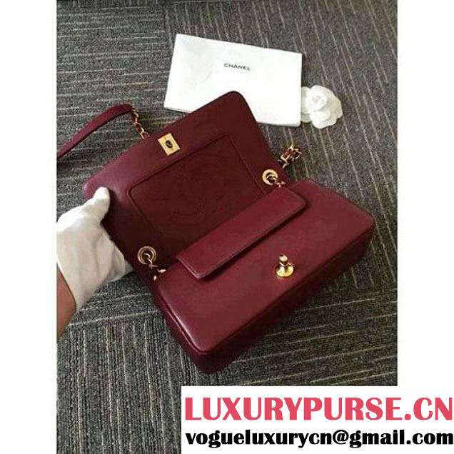 Chanel A93085 Iridescent Sheep Flap Bag With A Enamel CC Clasp Burgundy Fall-Winter 2015/16 (2A046-100814 )