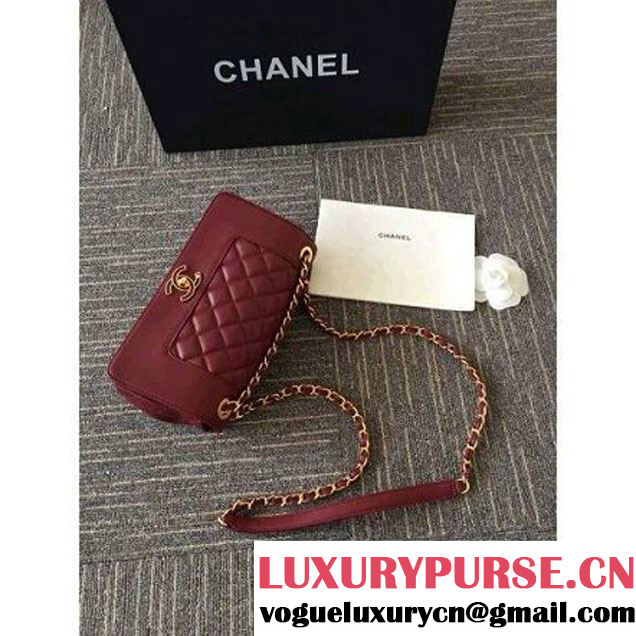 Chanel A93085 Iridescent Sheep Flap Bag With A Enamel CC Clasp Burgundy Fall-Winter 2015/16 (2A046-100814 )