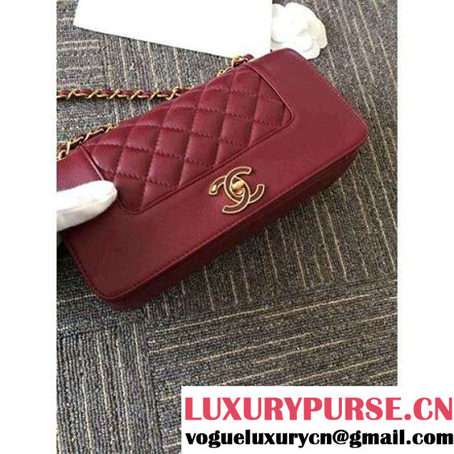 Chanel A93085 Iridescent Sheep Flap Bag With A Enamel CC Clasp Burgundy Fall-Winter 2015/16 (2A046-100814 )