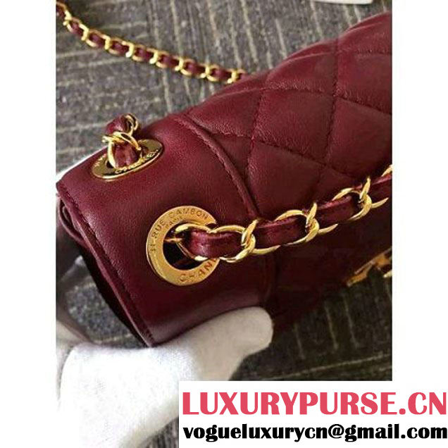 Chanel A93085 Iridescent Sheep Flap Bag With A Enamel CC Clasp Burgundy Fall-Winter 2015/16 (2A046-100814 )