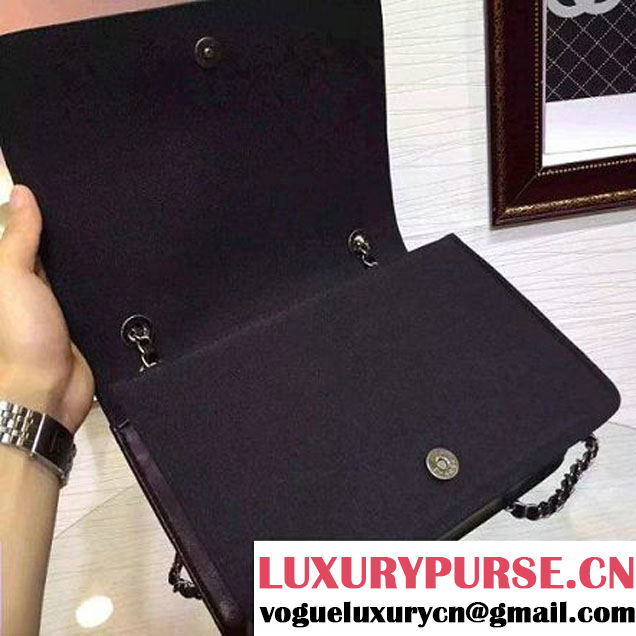 Chanel Lambksin Flap Bag Embellished With A Ribbon Piping Black/Beige Pre Fall-Winter 2015 (2A130-101203 )