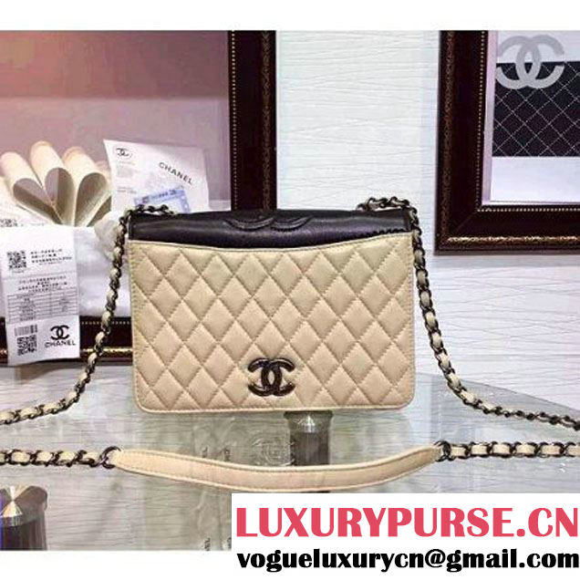 Chanel Lambksin Flap Bag Embellished With A Ribbon Piping Beige/Beige Pre Fall-Winter 2015 (2A130-101205 )