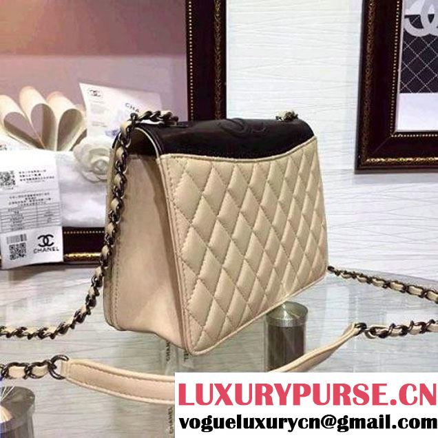 Chanel Lambksin Flap Bag Embellished With A Ribbon Piping Beige/Beige Pre Fall-Winter 2015 (2A130-101205 )