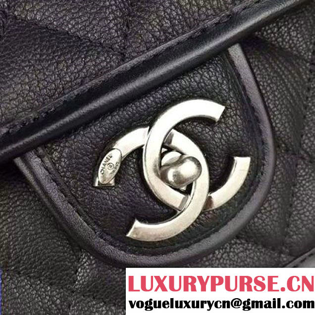 Chanel Deerskin Flap Bag Black Paris 2015 (2A058-102831 )