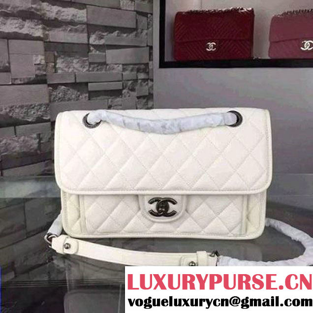 Chanel Deerskin Flap Bag White Paris 2015 (2A058-102832 )