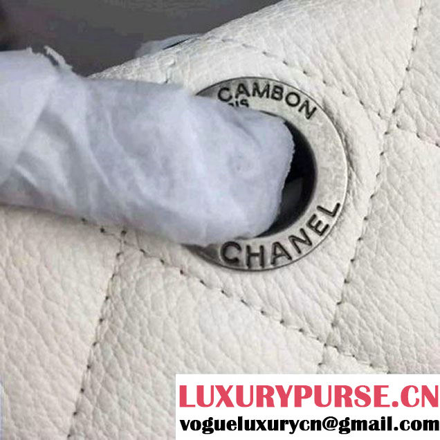 Chanel Deerskin Flap Bag White Paris 2015 (2A058-102832 )