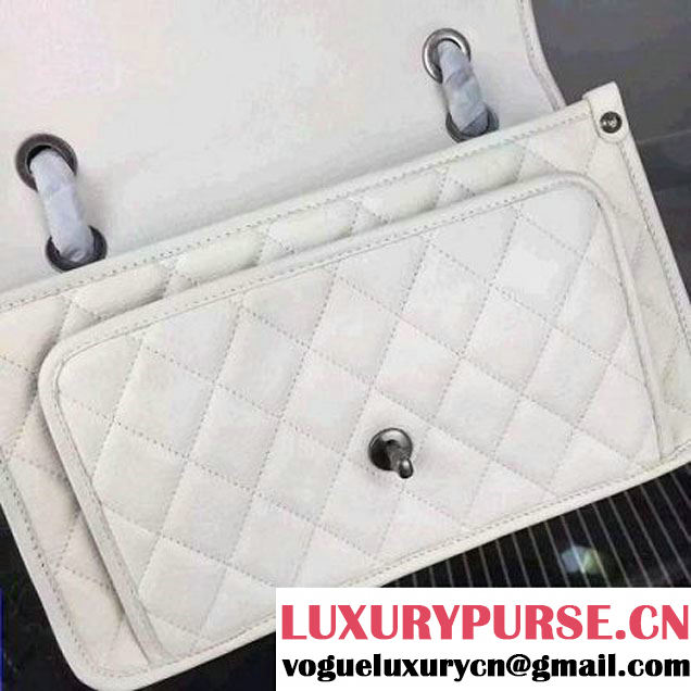 Chanel Deerskin Flap Bag White Paris 2015 (2A058-102832 )