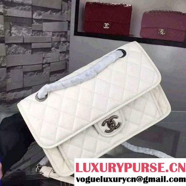 Chanel Deerskin Flap Bag White Paris 2015 (2A058-102832 )