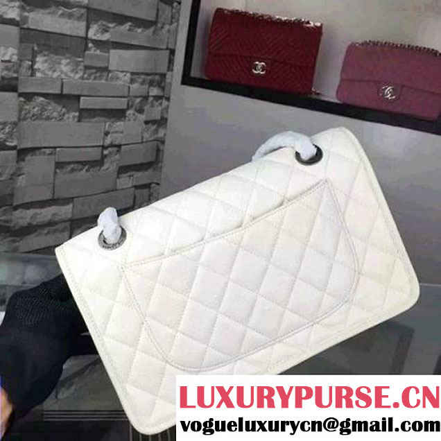 Chanel Deerskin Flap Bag White Paris 2015 (2A058-102832 )