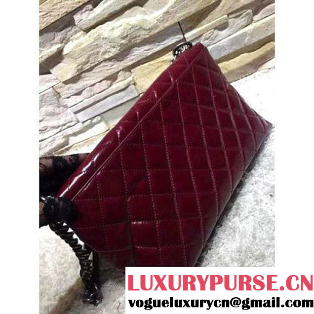 Chanel Burgundy Calfskin Flap Bag Embellished With A Tabatiere Clasp Fall-Winter 2015-16 (2A193-102833 )