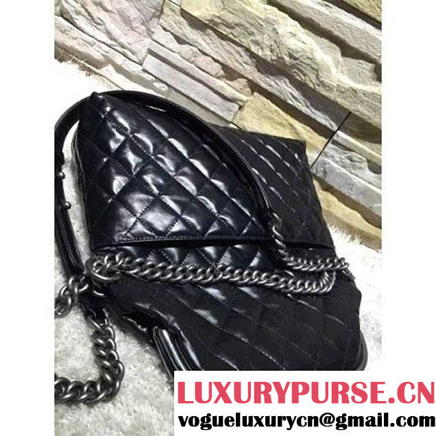 Chanel Black Calfskin Flap Bag Embellished With A Tabatiere Clasp Fall-Winter 2015-16 (2A193-102834 )