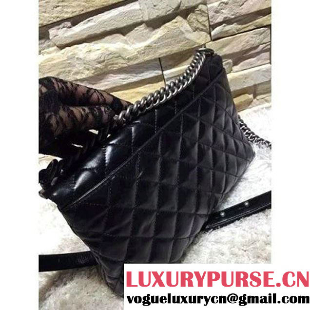 Chanel Black Calfskin Flap Bag Embellished With A Tabatiere Clasp Fall-Winter 2015-16 (2A193-102834 )