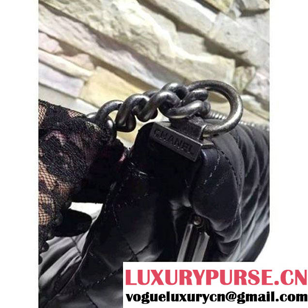Chanel Black Calfskin Flap Bag Embellished With A Tabatiere Clasp Fall-Winter 2015-16 (2A193-102834 )