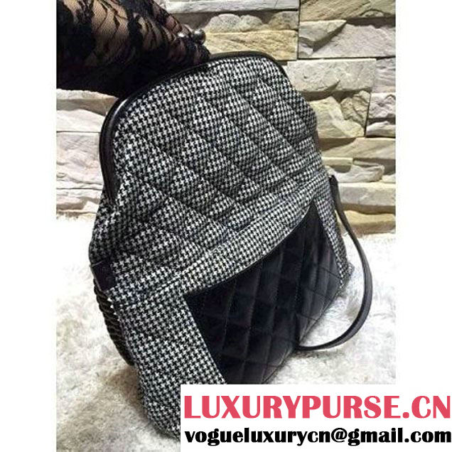 Chanel Wool And  Calfskin Flap Bag Embellished With A Tabatiere Clasp Fall-Winter 2015 (2A193-102835 )