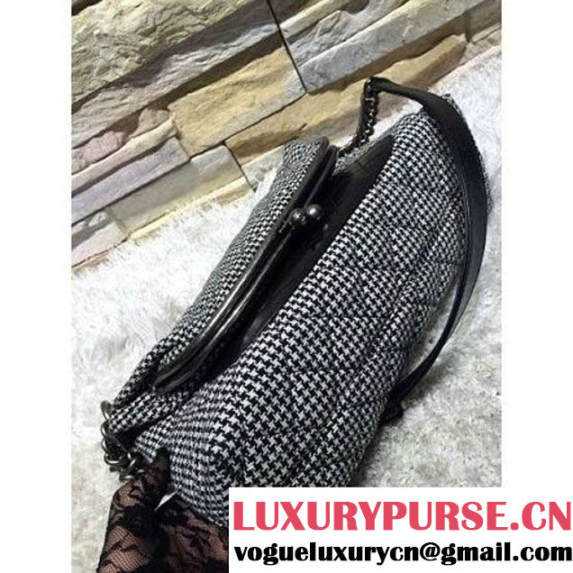 Chanel Wool And  Calfskin Flap Bag Embellished With A Tabatiere Clasp Fall-Winter 2015 (2A193-102835 )