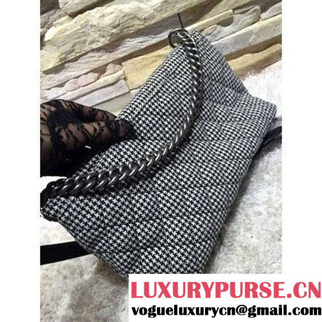 Chanel Wool And  Calfskin Flap Bag Embellished With A Tabatiere Clasp Fall-Winter 2015 (2A193-102835 )