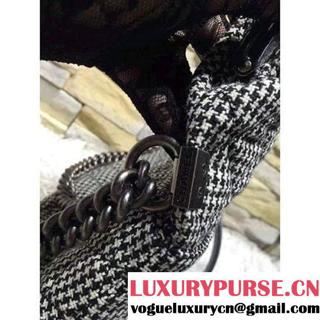 Chanel Wool And  Calfskin Flap Bag Embellished With A Tabatiere Clasp Fall-Winter 2015 (2A193-102835 )