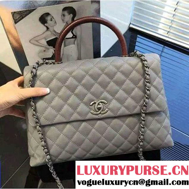 Chanel Large Grey Caviar Calfskin Flap Bag Pre Fall-Winter 2015 (2A046-102914 )