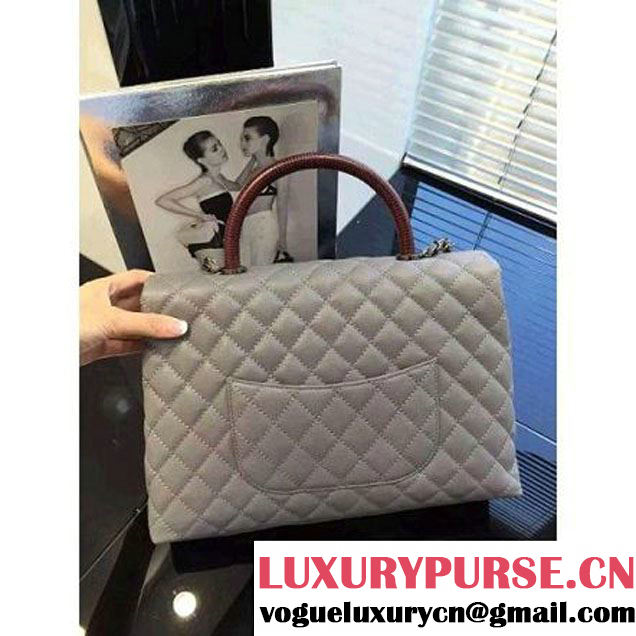 Chanel Large Grey Caviar Calfskin Flap Bag Pre Fall-Winter 2015 (2A046-102914 )