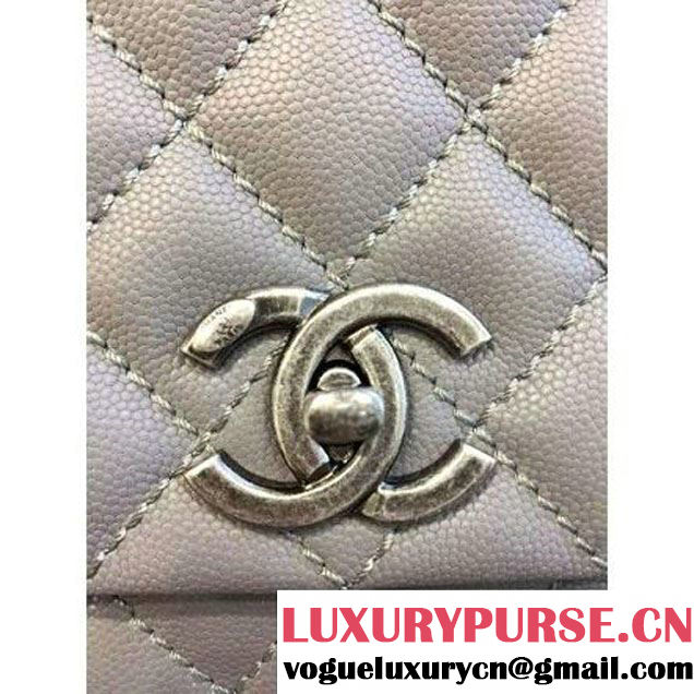 Chanel Large Grey Caviar Calfskin Flap Bag Pre Fall-Winter 2015 (2A046-102914 )