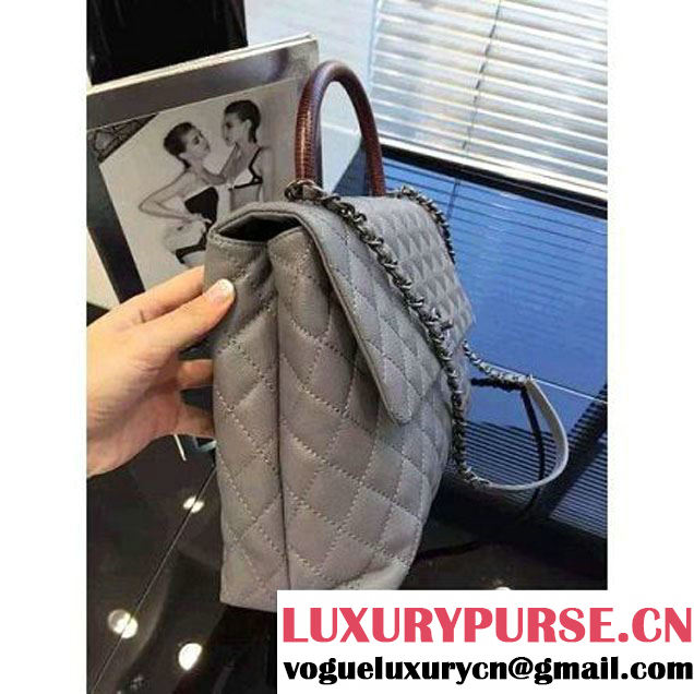 Chanel Large Grey Caviar Calfskin Flap Bag Pre Fall-Winter 2015 (2A046-102914 )