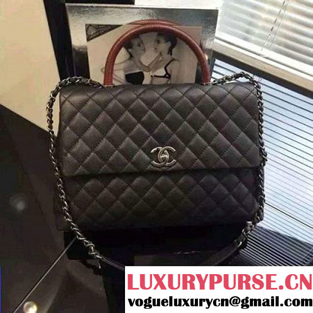 Chanel Large Black Caviar Calfskin Flap Bag Pre Fall-Winter 2015 (2A046-102915 )