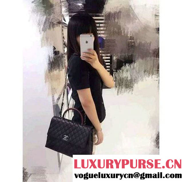 Chanel Large Black Caviar Calfskin Flap Bag Pre Fall-Winter 2015 (2A046-102915 )