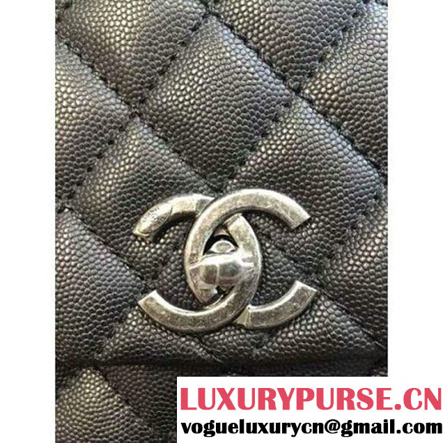 Chanel Large Black Caviar Calfskin Flap Bag Pre Fall-Winter 2015 (2A046-102915 )