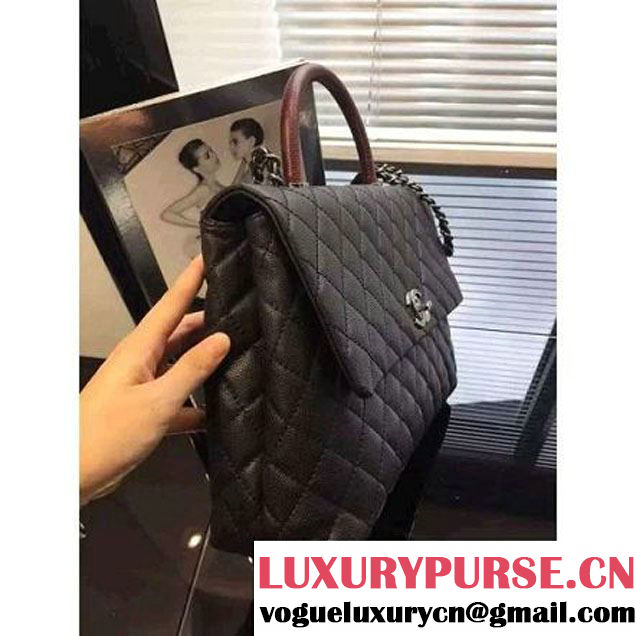 Chanel Large Black Caviar Calfskin Flap Bag Pre Fall-Winter 2015 (2A046-102915 )