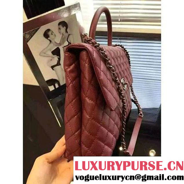 Chanel Large Red Caviar Calfskin Flap Bag Pre Fall-Winter 2015 (2A046-102900 )