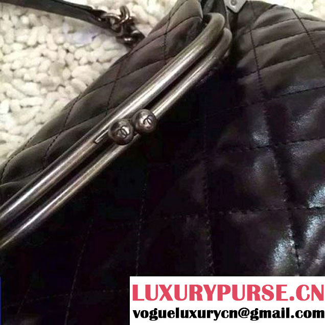 Chanel Small Calfskin Flap Bag Embellished With A Tabatiere Clasp Black Fall-Winter 2015 (2A057-110409 )