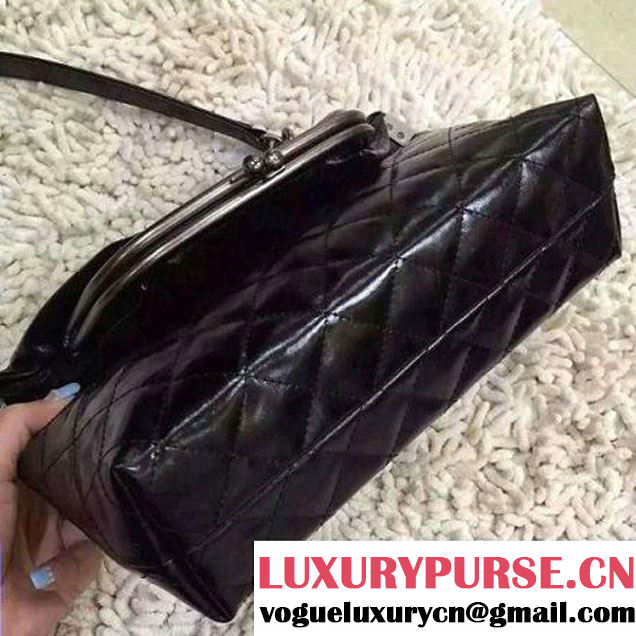 Chanel Small Calfskin Flap Bag Embellished With A Tabatiere Clasp Black Fall-Winter 2015 (2A057-110409 )