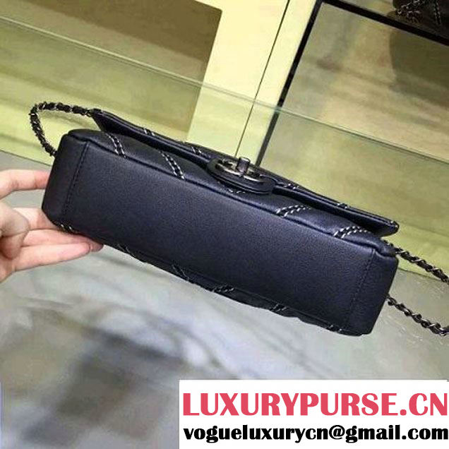 Chanel Leather Chevron Stitch Shoulder Flap Bag In Black 2015/2016 (2A143-111601 )