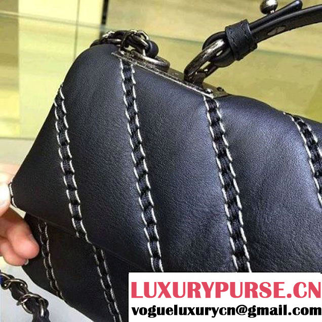 Chanel Leather Chevron Stitch Shoulder Flap Bag In Black 2015/2016 (2A143-111601 )