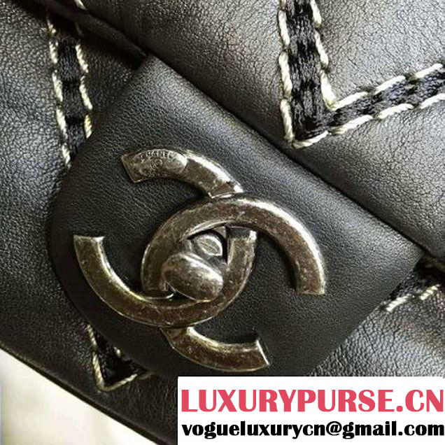 Chanel Leather Chevron Stitch Shoulder Flap Bag In Black 2015/2016 (2A143-111601 )