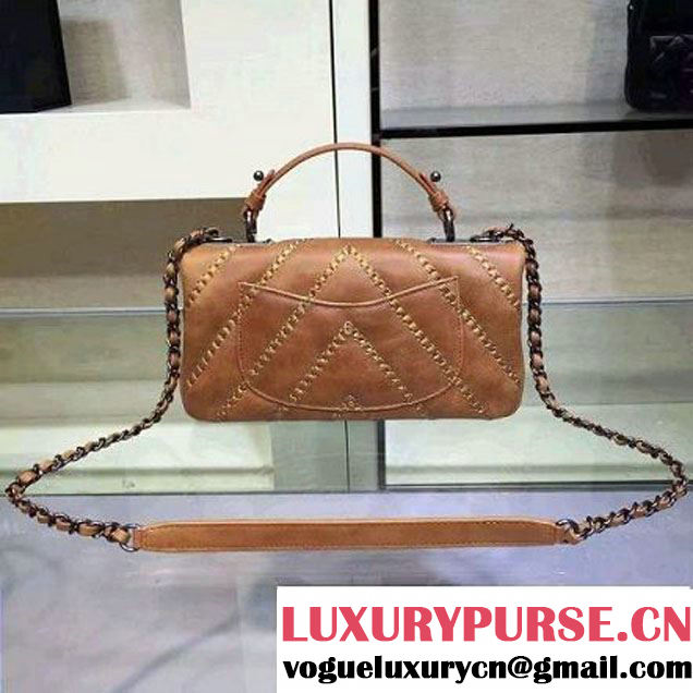Chanel Leather Chevron Stitch Shoulder Flap Bag In Apricot 2015/2016 (2A143-111602 )