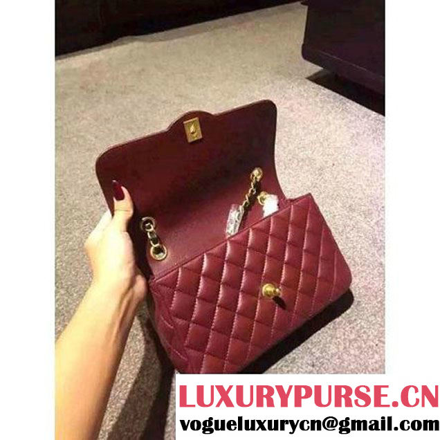 Chanel Two-tone Lambskin Flap Bag Burgundy Cruise 2016 (2A057-112619 )