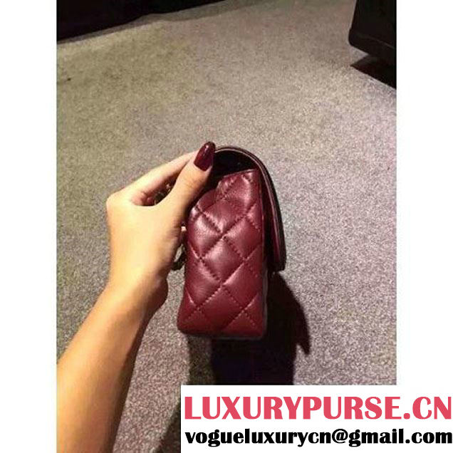 Chanel Two-tone Lambskin Flap Bag Burgundy Cruise 2016 (2A057-112619 )
