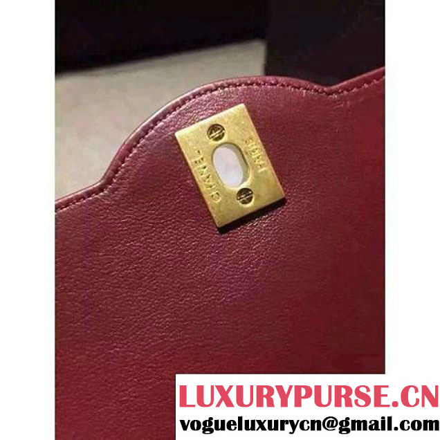 Chanel Two-tone Lambskin Flap Bag Burgundy Cruise 2016 (2A057-112619 )