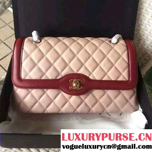 Chanel Two-tone Lambskin Flap Bag Rouge/Red Cruise 2016 (1A001-120914 )