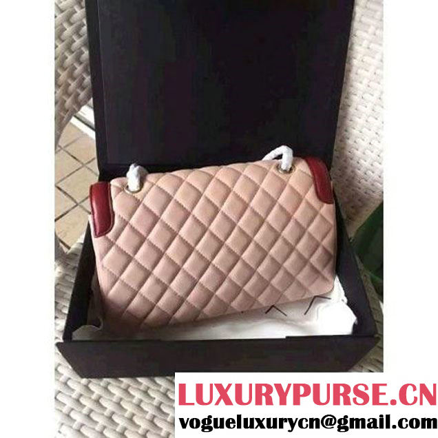 Chanel Two-tone Lambskin Flap Bag Rouge/Red Cruise 2016 (1A001-120914 )