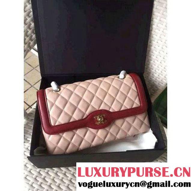 Chanel Two-tone Lambskin Flap Bag Rouge/Red Cruise 2016 (1A001-120914 )