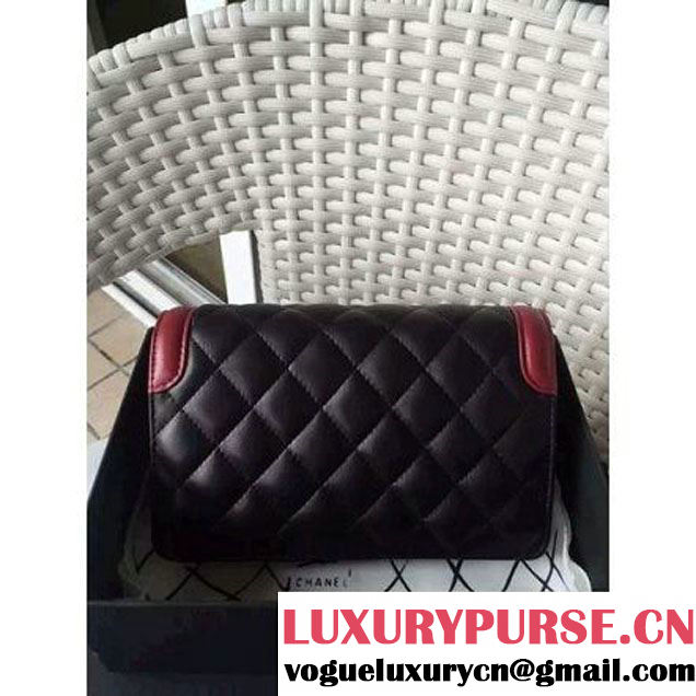 Chanel Small Two-tone Lambskin Flap Bag Black/Red Cruise 2016 (1A001-120915 )